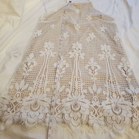Francesca's Nude Floral Eyelet Dress L - Picture 8 of 13